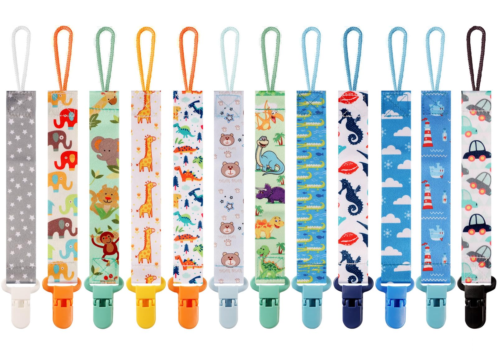 Tamhoo pacifier clips with dinosaurs pattern keep pacifier secure and stylish.