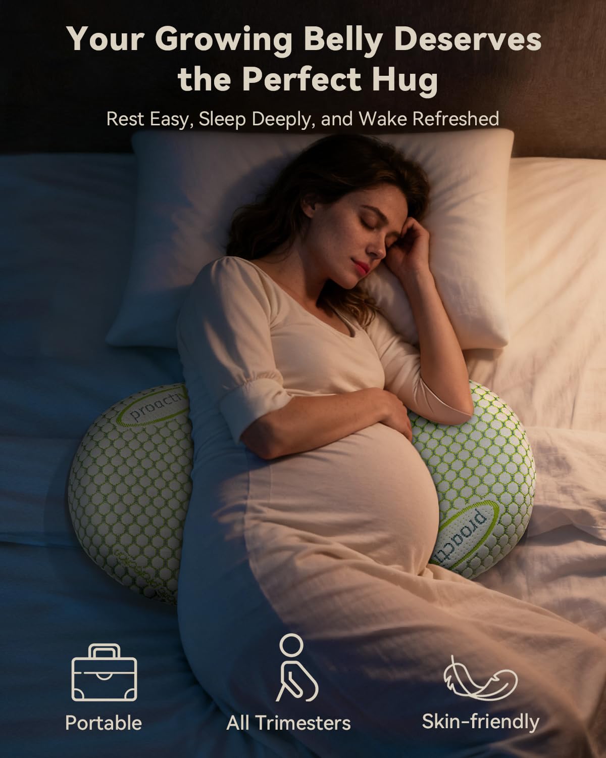 Tamiaia memory-foam pillow with two adjustable wedges for growing bump
