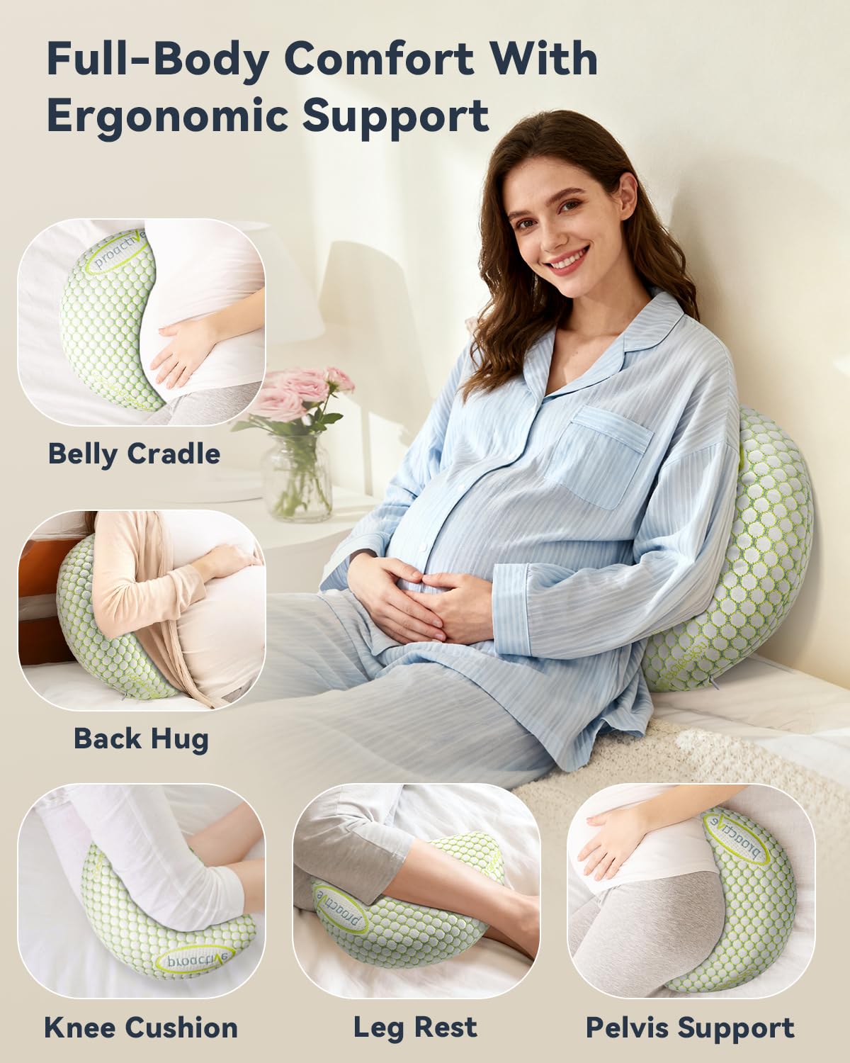 Tamiaia wedge pillow supports hips during side-sleeping