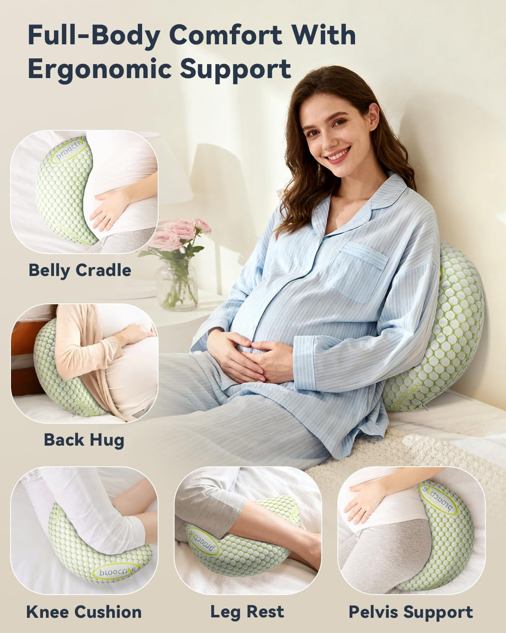 Tamiaia wedge pillow supports hips during side-sleeping