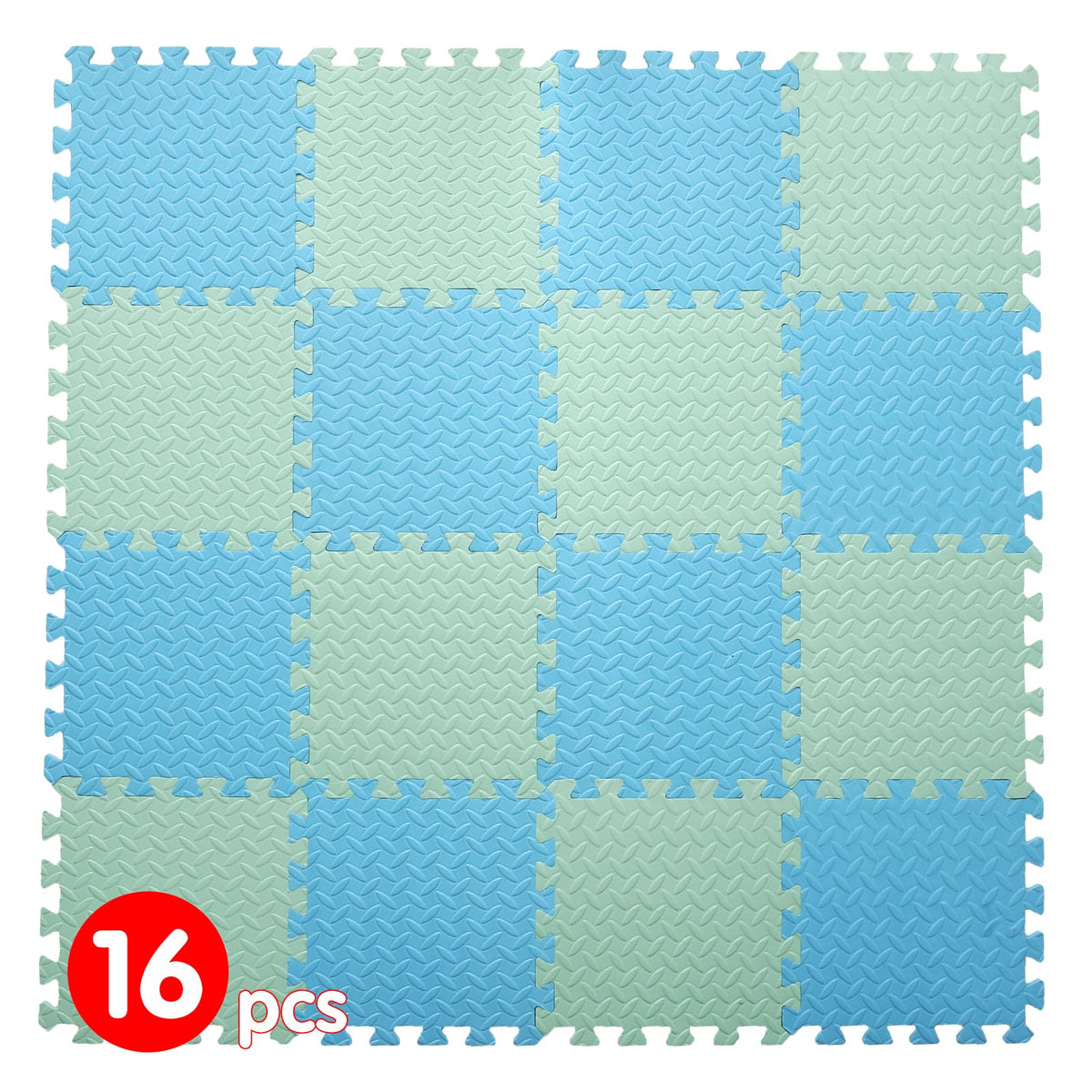 Tamiplay 16-tile foam mat set interlocks for a safe, cushioned play area