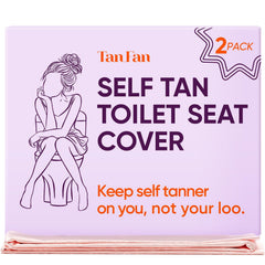 Tan Fan self tan toilet seat cover folded pink for travel-ready protection against stains.