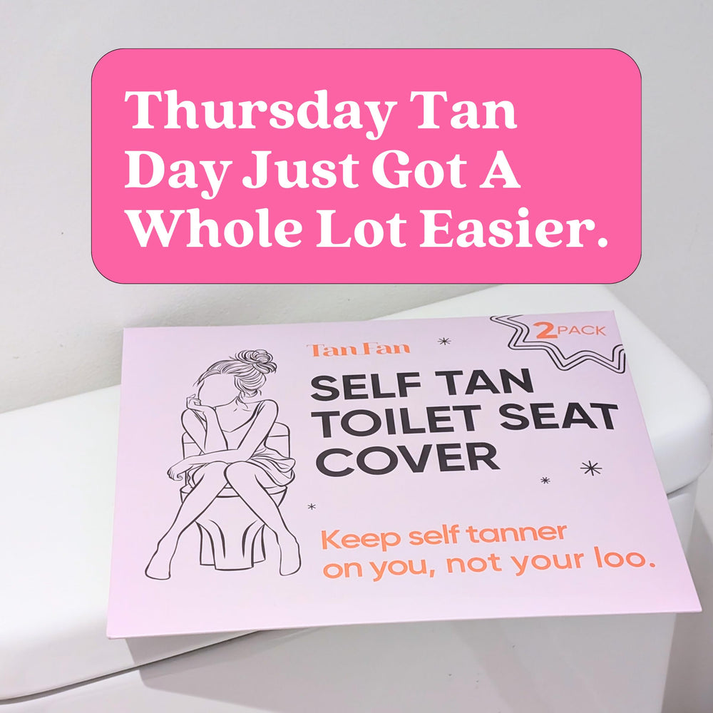 Tan Fan travel-friendly cover with hang tab pink by bathroom area.