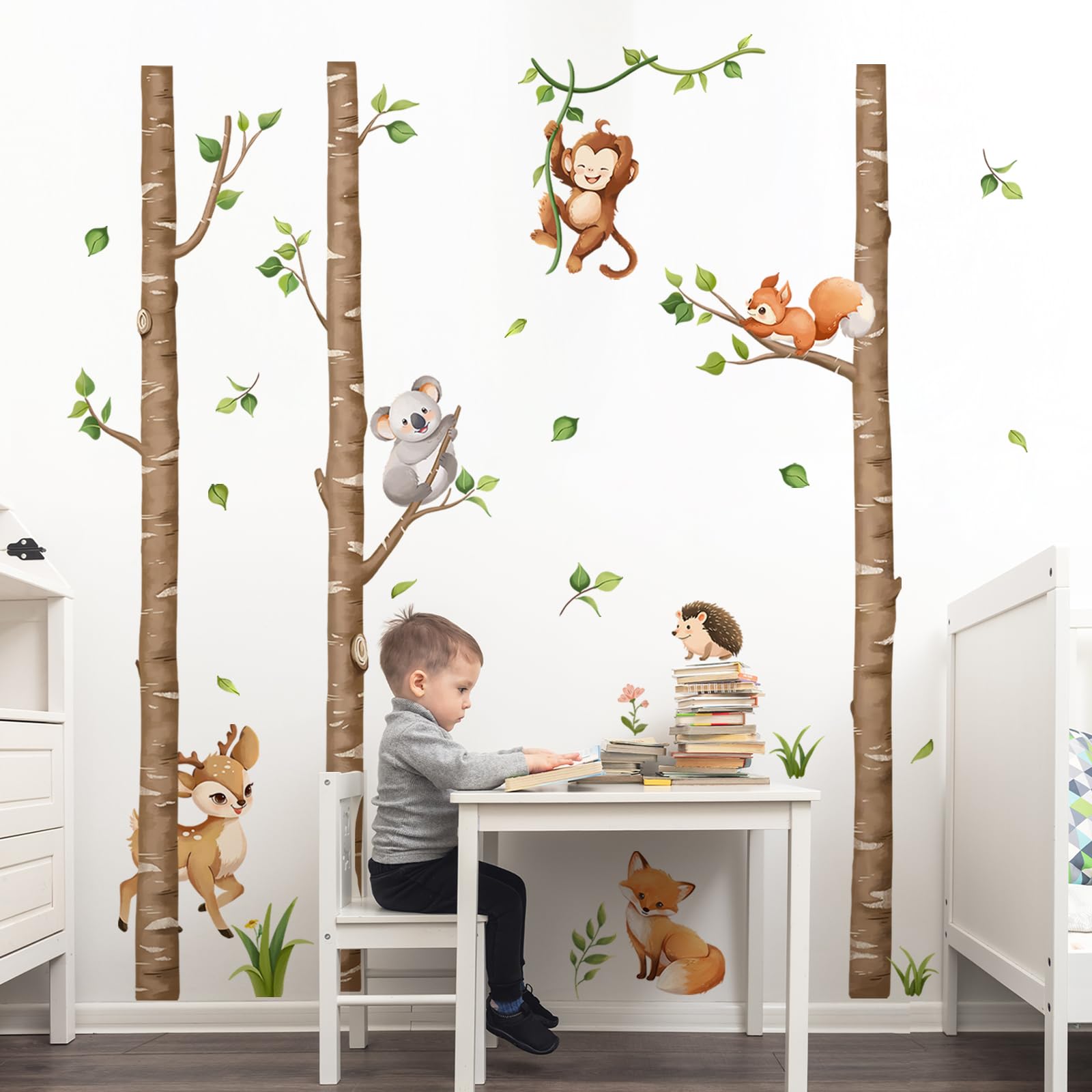 Tanlaby brown-birch-trees wall art transforms walls with a serene forest scene.