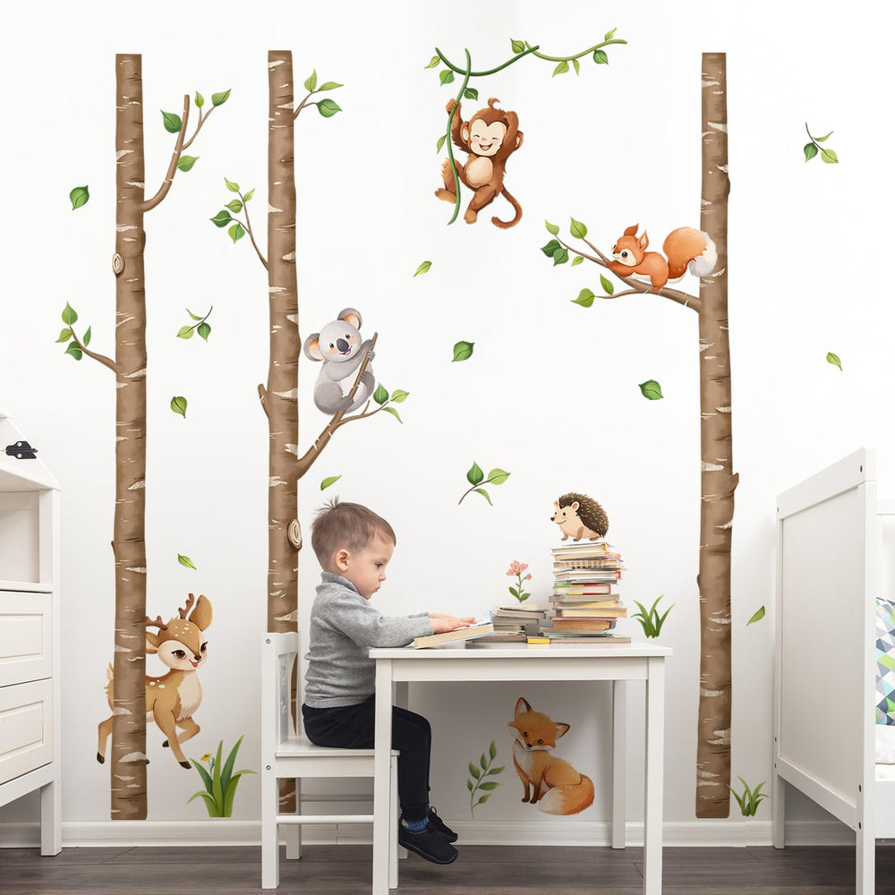 Tanlaby brown-birch-trees wall art transforms walls with a serene forest scene.