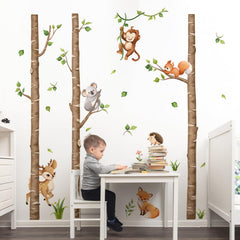 Tanlaby brown-birch-trees wall art transforms walls with a serene forest scene.