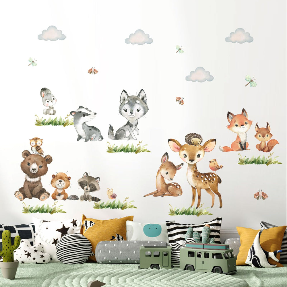 Tanlaby jungle animals wall-art-collection creates a vibrant focal wall for nurseries and classrooms.