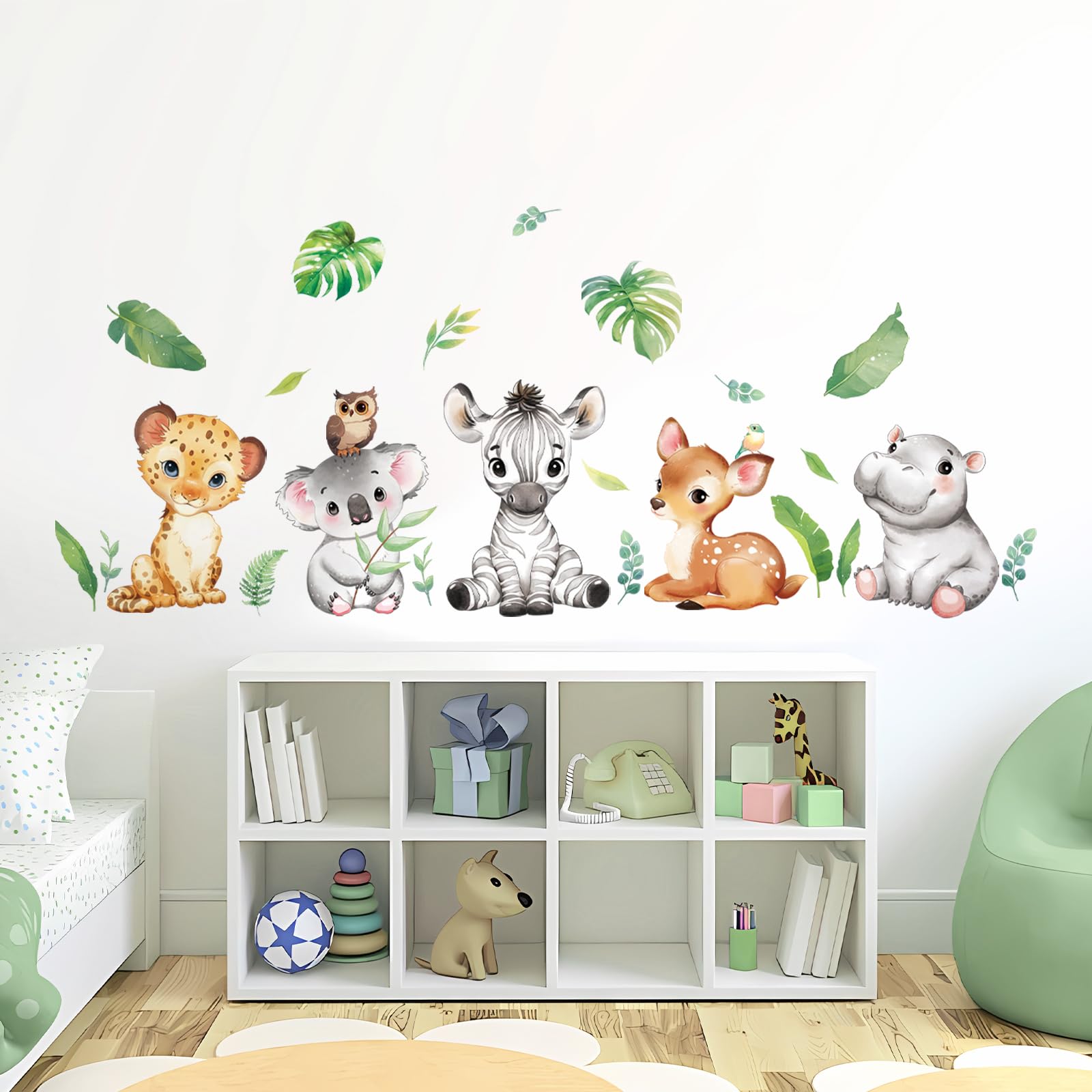 Tanlaby Jungle Animals wall stickers packaging shows easy DIY decorating process