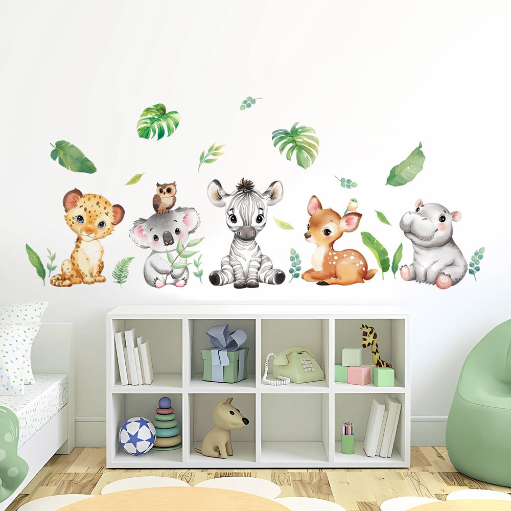 Tanlaby Jungle Animals wall stickers packaging shows easy DIY decorating process