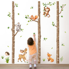 Tanlaby koala-monkey-squirrel-forest wall decal brings imaginative exploration to playrooms.