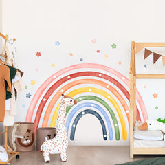 Tanlaby peel-and-stick wall stickers offer easy DIY rainbow decor.