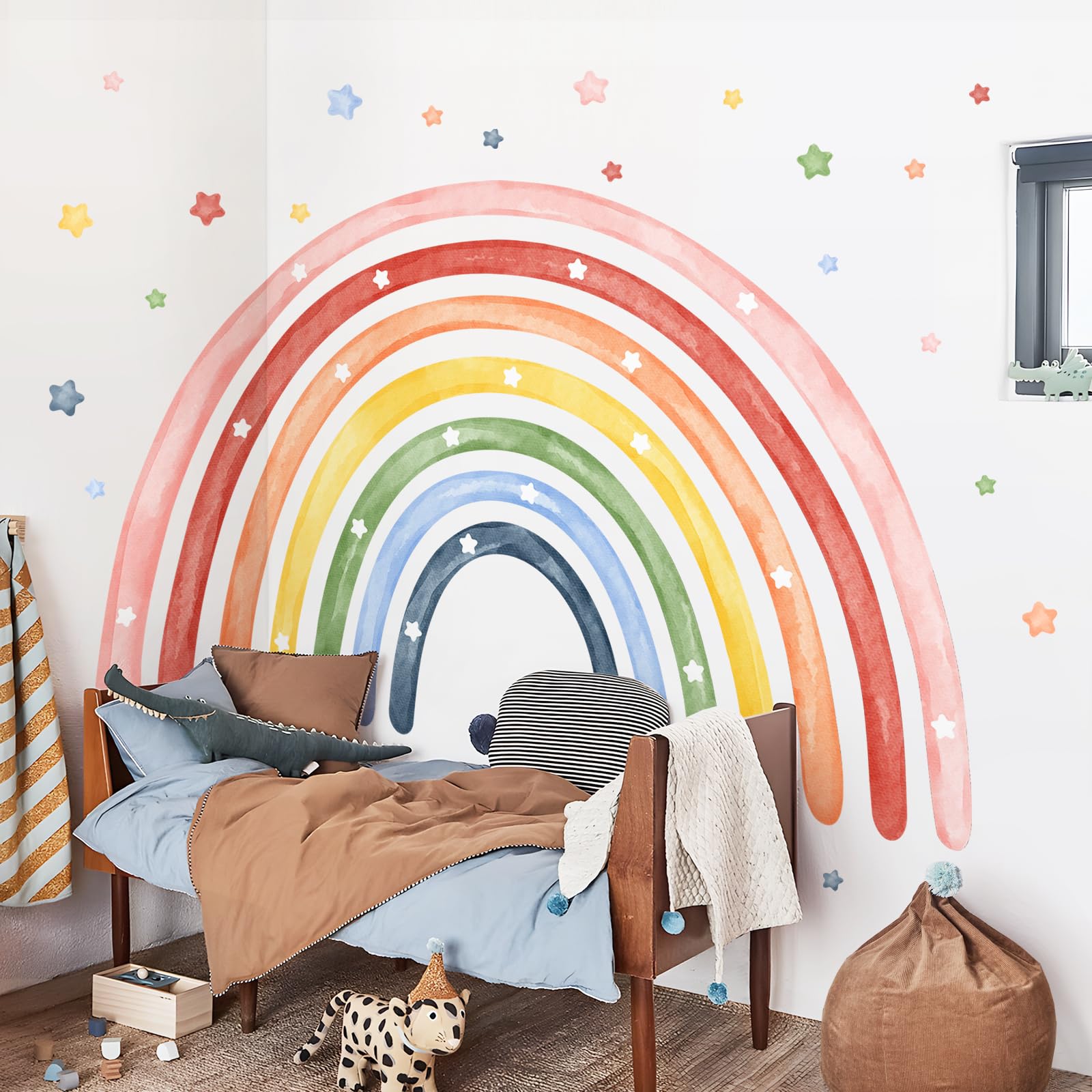 Tanlaby playroom wall decor giant rainbow elevates room themes and party backdrops.
