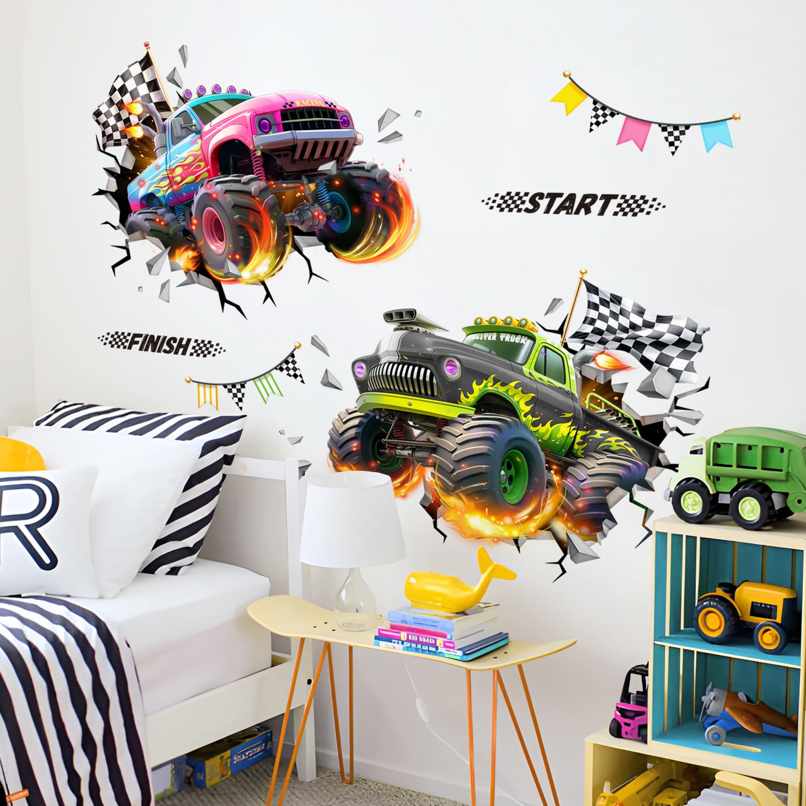 Tanlaby racing car wall decal demonstrates vivid 3D design and easy application.
