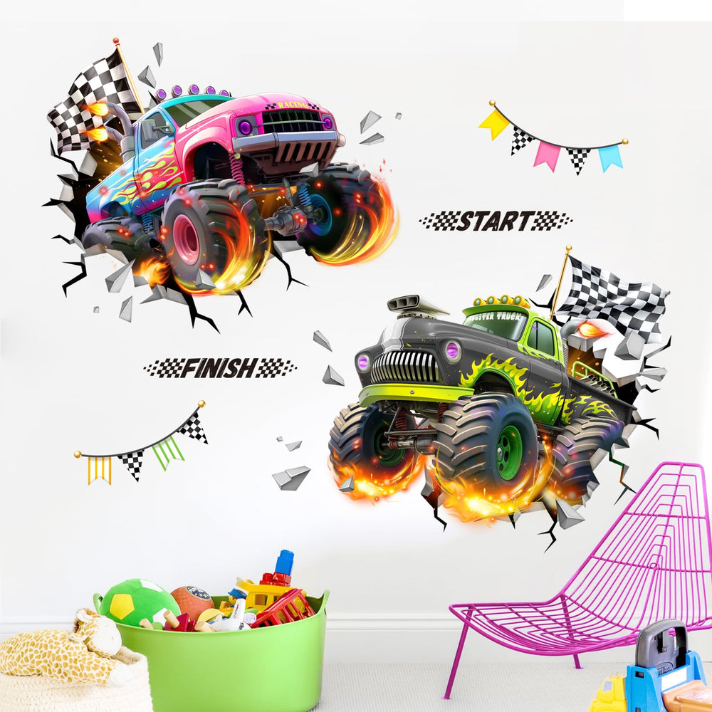 Tanlaby racing car wall decal demonstrates easy peel-and-stick application.
