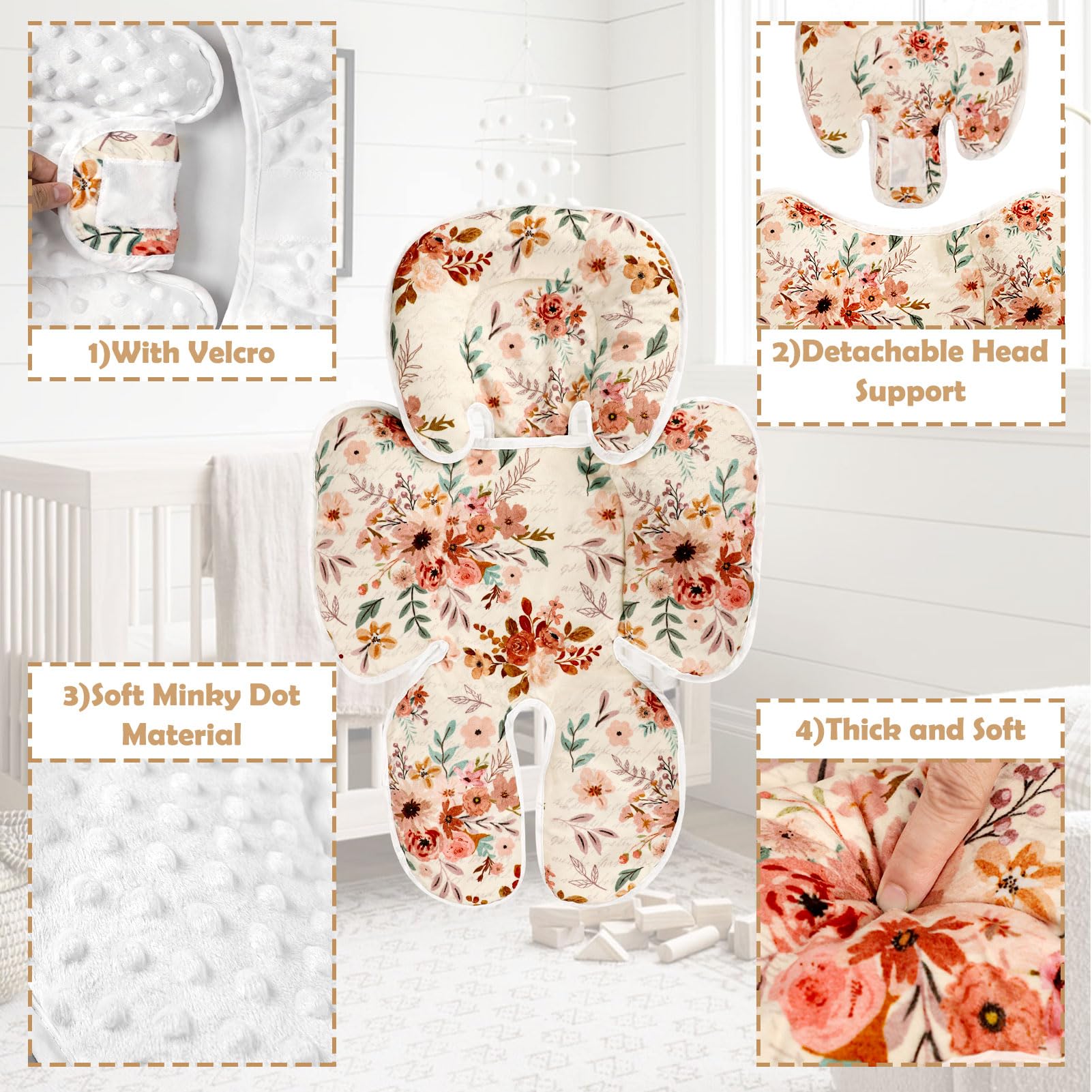 TANOFAR autumn-pattern cushion adds seasonal style to a baby’s car seat.