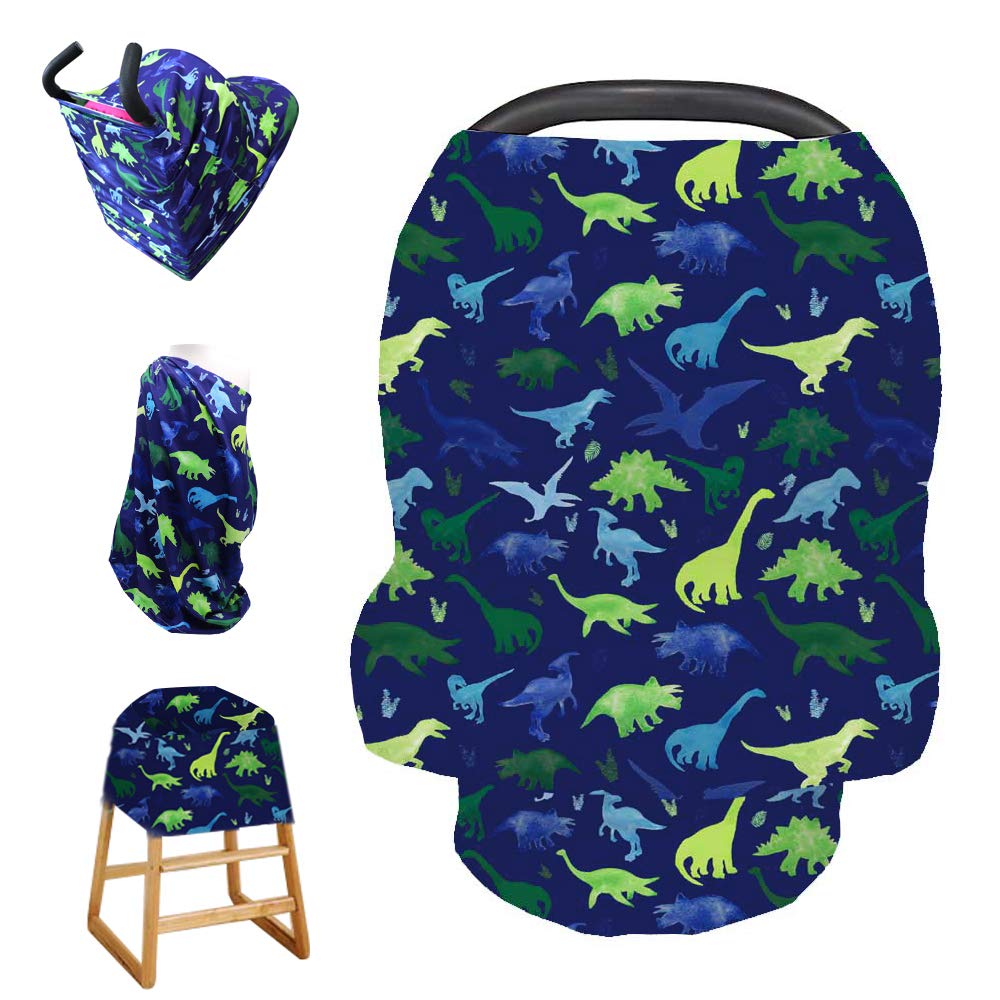 Tanofar baby car seat cover with dinosaur pattern shields wind for outings.