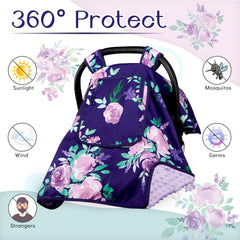 Tanofar car seat canopy with zipper peep window shields baby from wind and light.