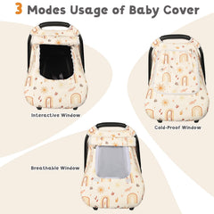 Tanofar car seat cover demonstrates three-window modes for wind protection and ventilation.