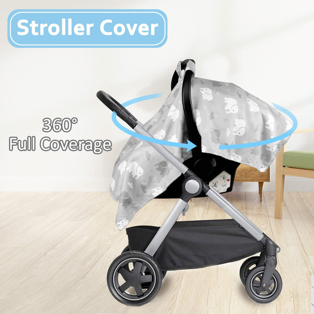 Tanofar car seat cover works as breastfeeding shield and cozy blanket.