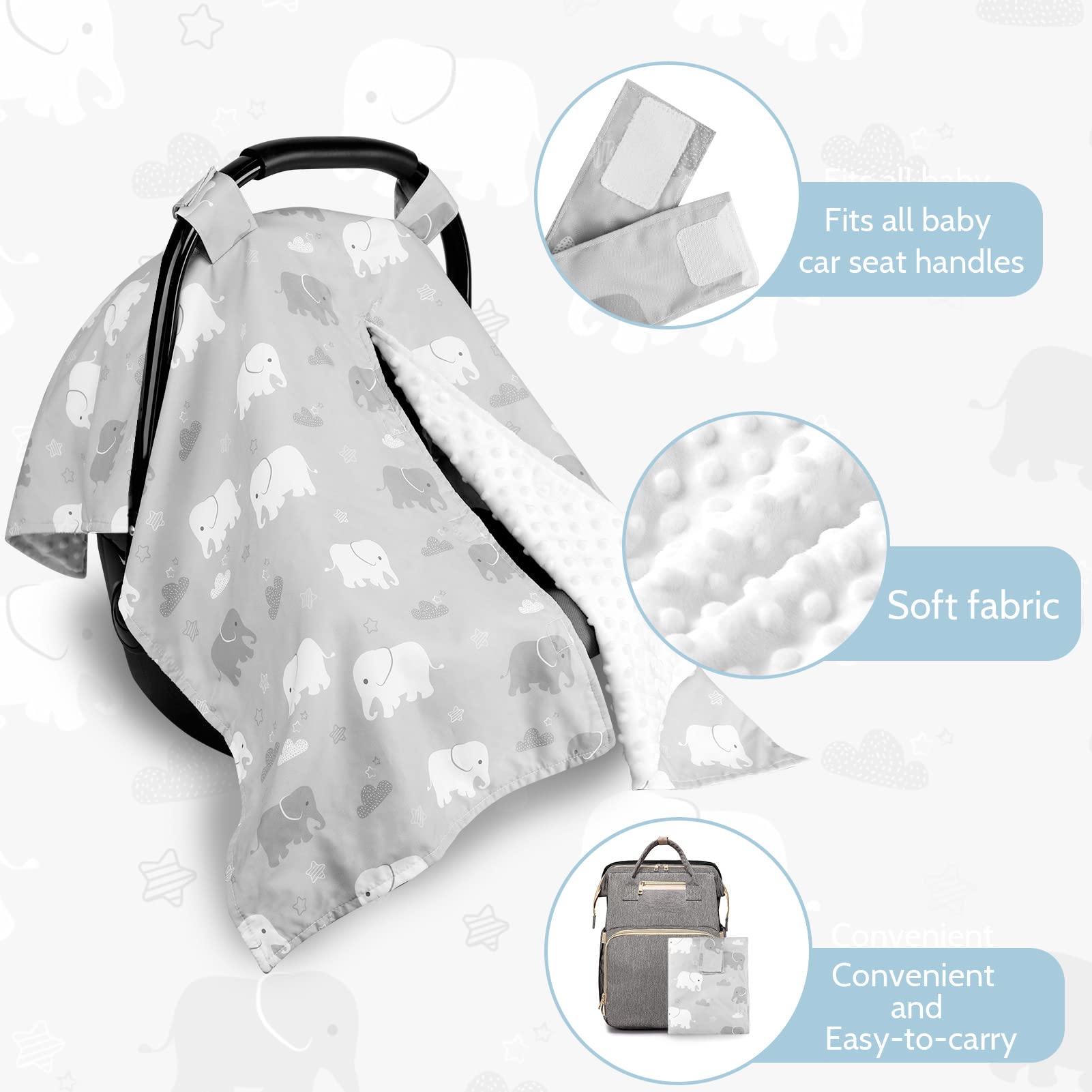 Tanofar car seat cover shows peekaboo opening for easy baby checks.