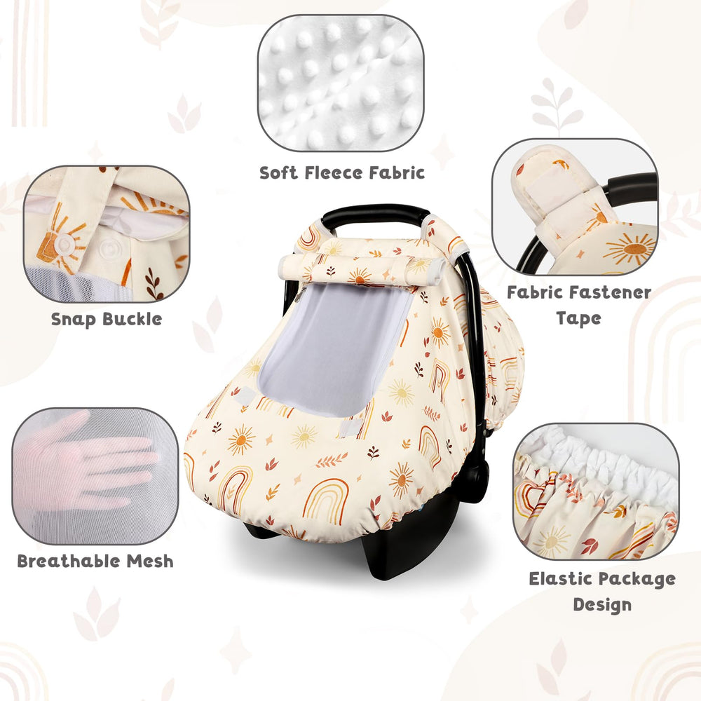 TANOFAR car seat cover rainbow-print design adds stylish, bright protection for babies.