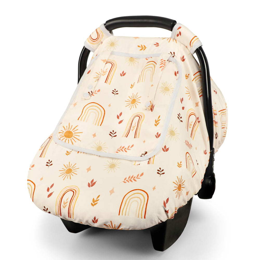 TANOFAR car seat cover closeup reveals plush fleece warmth for winter rides.