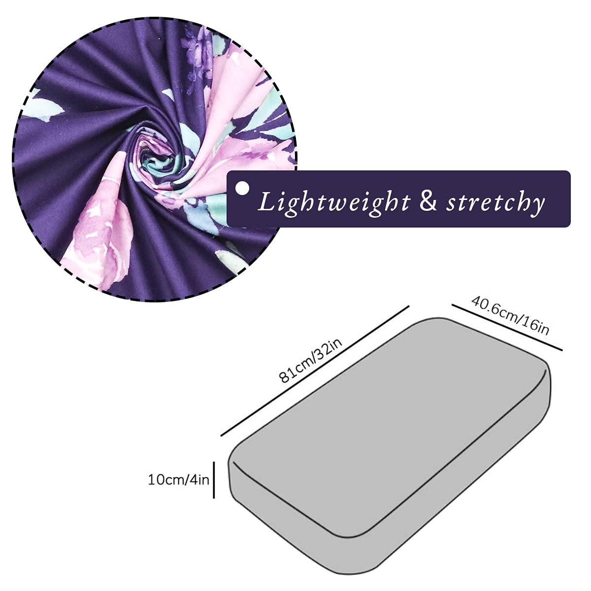 Tanofar changing pad cover fits standard 32 by 16 inches with full elastic edges.