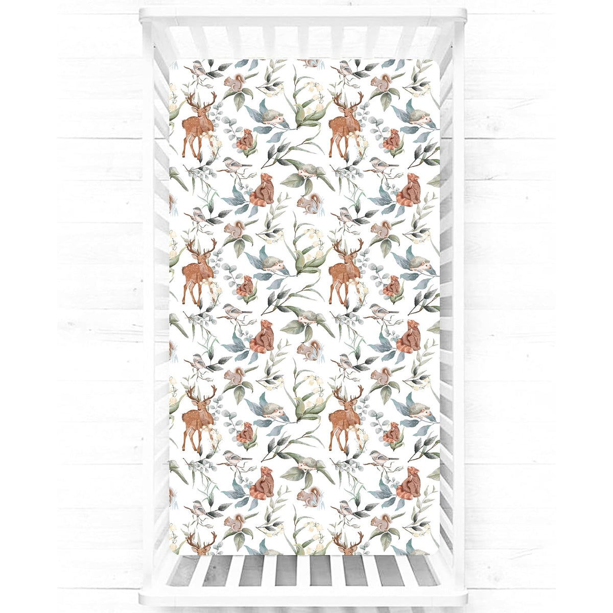 TANOFAR crib sheets Leaf Animal close-up highlights soft, breathable fabric.
