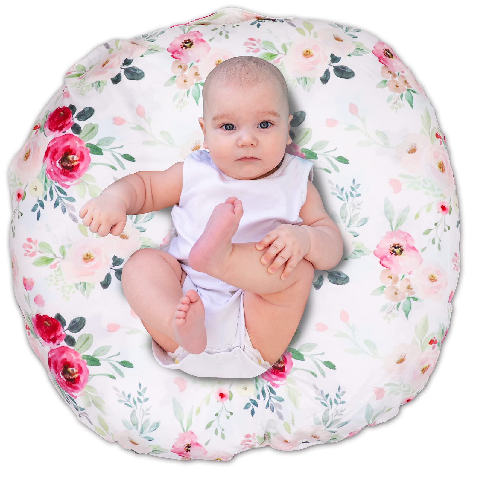 TANOFAR Floral Newborn Lounger Cover pink flower close-up—soft fabric for baby comfort