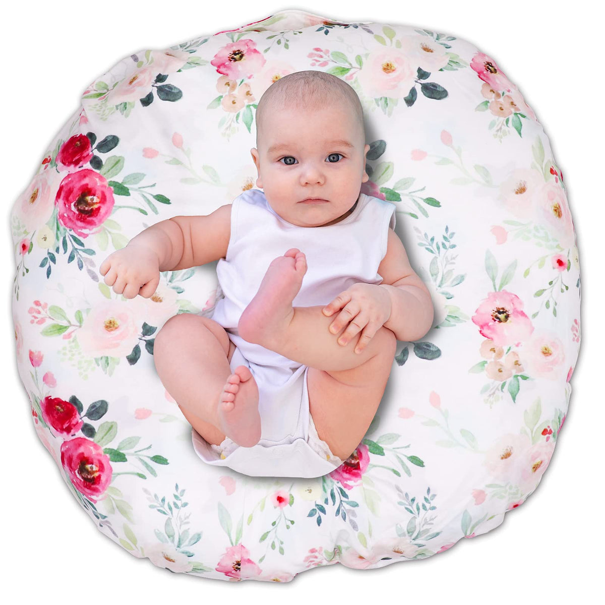 TANOFAR Floral Newborn Lounger Cover pink flower close-up—soft fabric for baby comfort