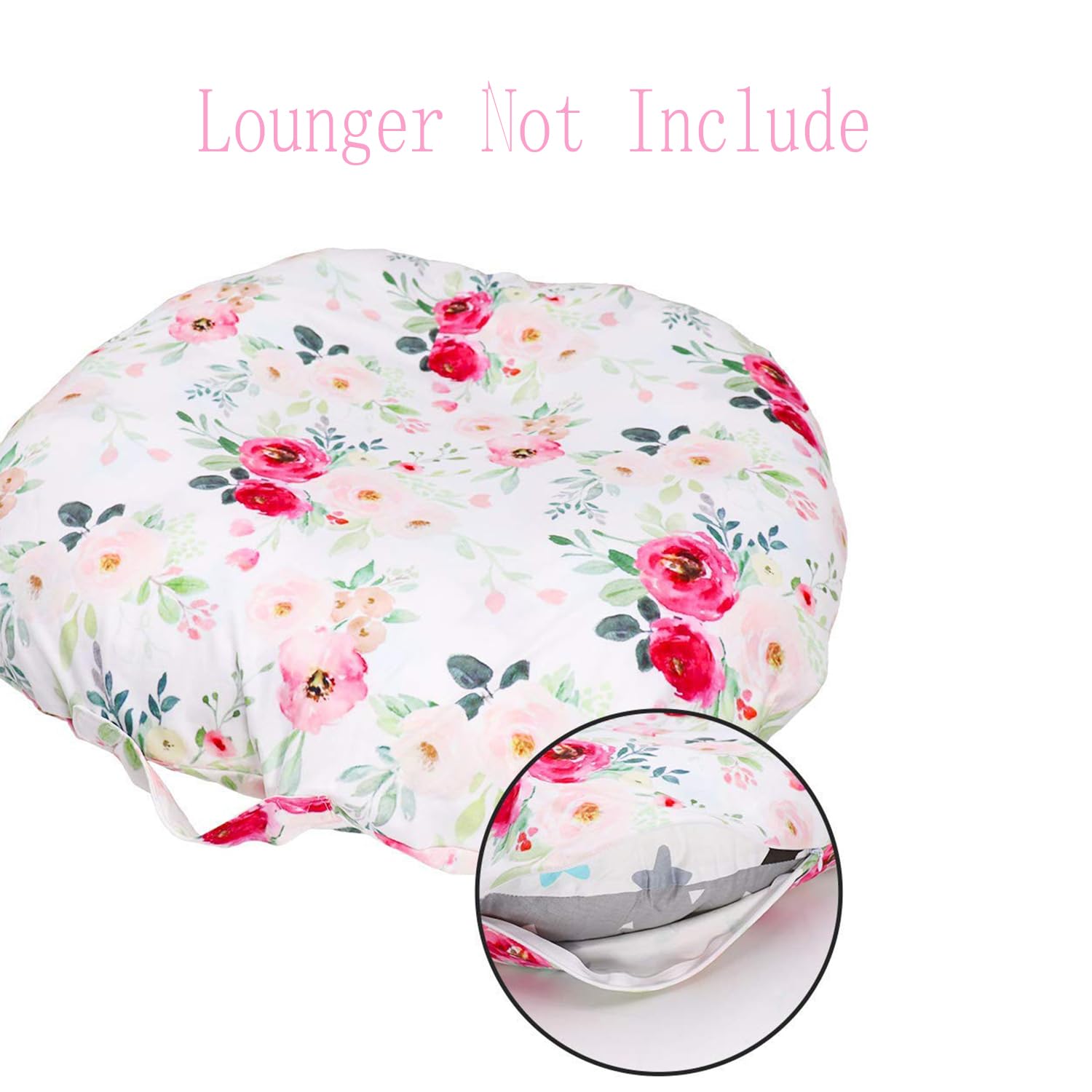 TANOFAR Floral Newborn Lounger Cover zipper detail—hidden zipper for safe installation