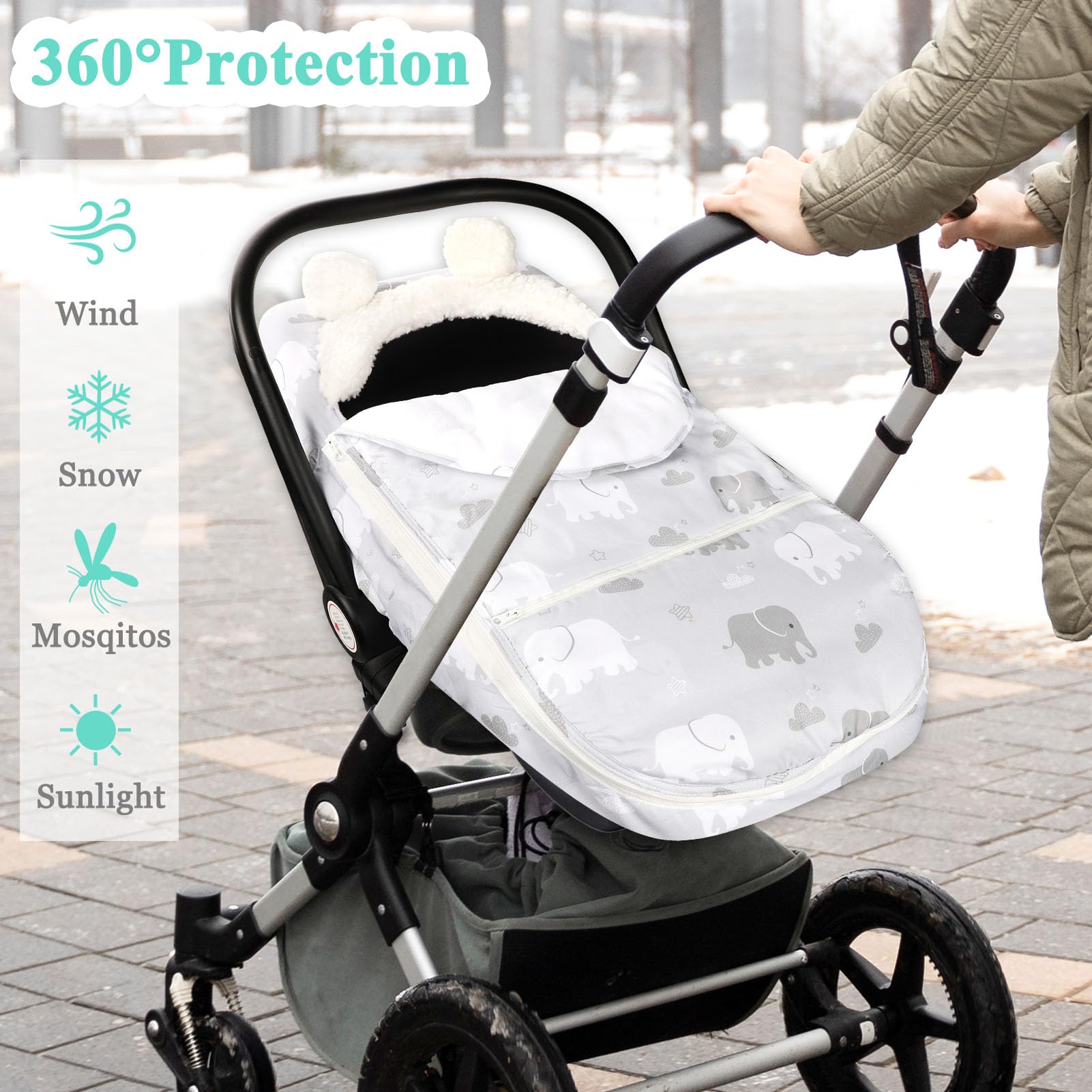 TANOFAR infant canopy fits most strollers for easy access.