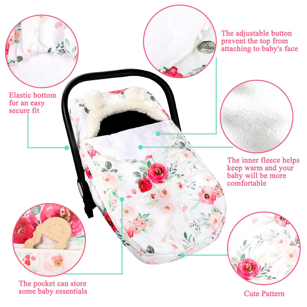 TANOFAR infant car seat cover fleece inside demonstrates soft inner warmth