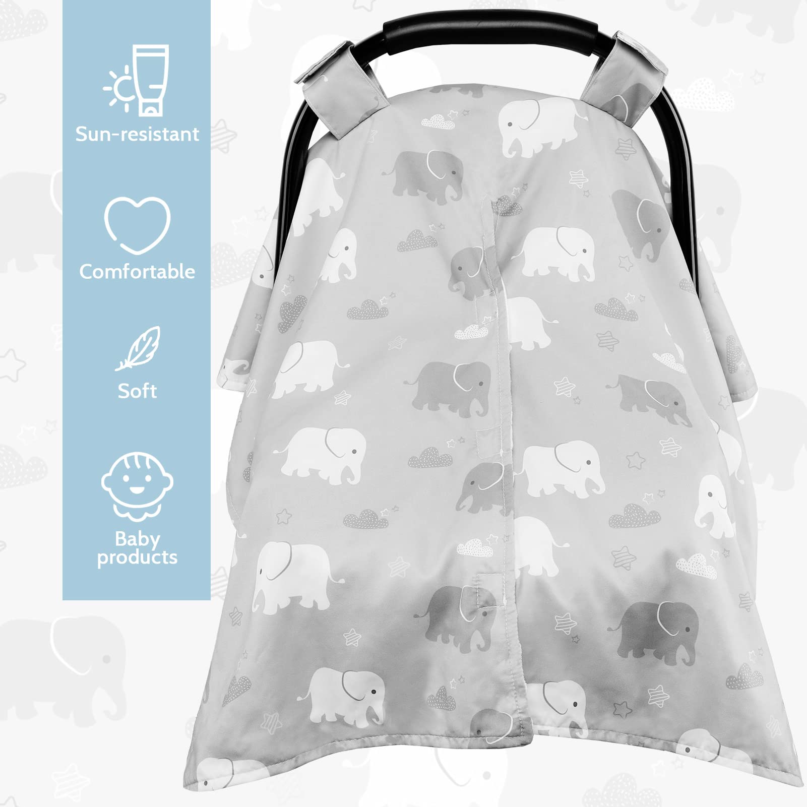 Tanofar infant car seat cover in warm grey keeps baby cozy in winter.