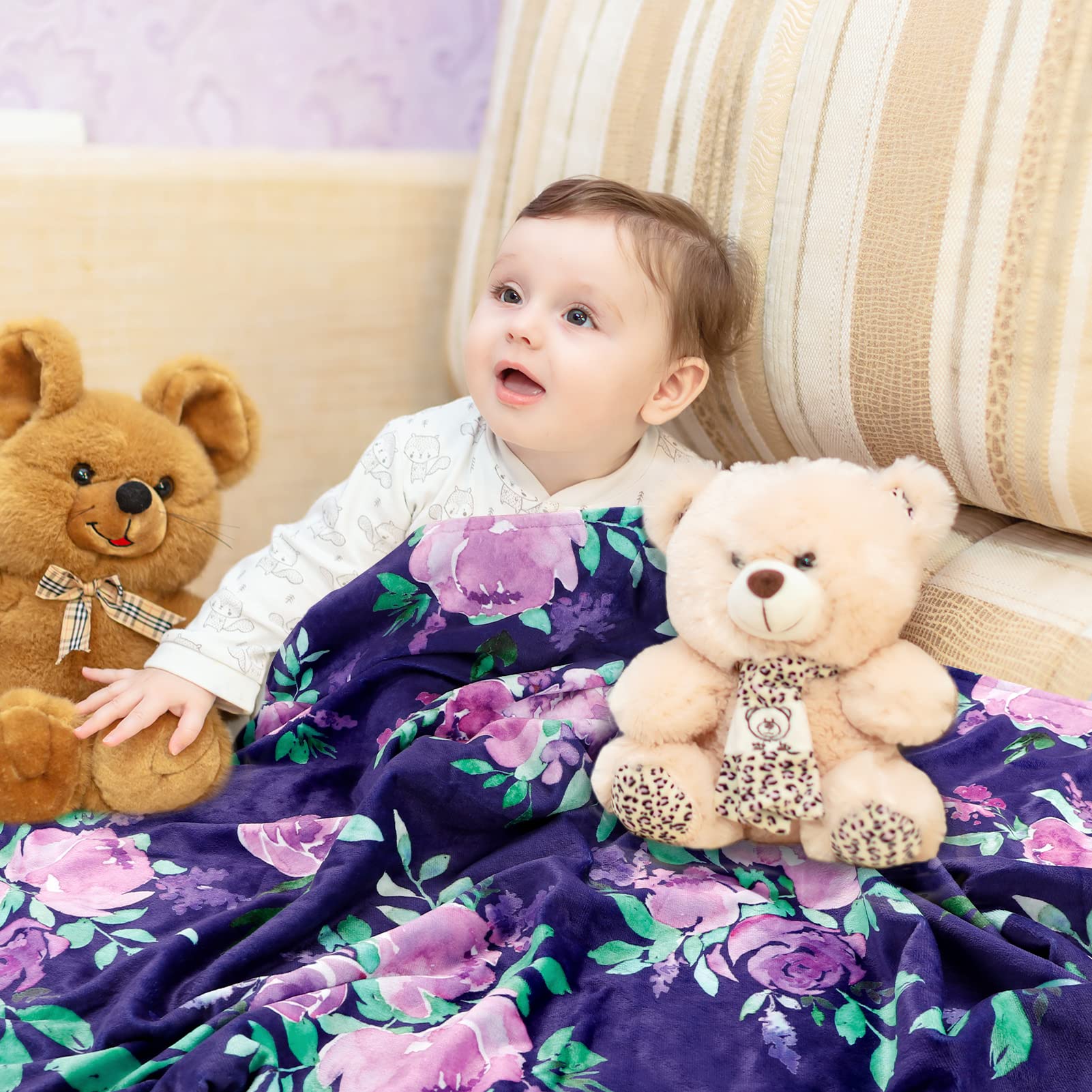 TANOFAR Minky Baby Blanket folded in crib showcases compact, travel-friendly design