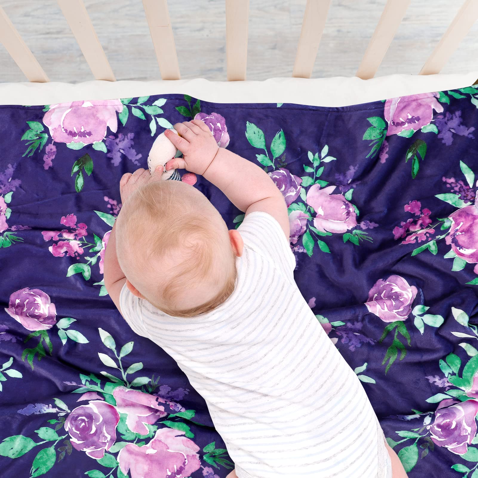 TANOFAR Minky Baby Blanket in stroller demonstrates easy portability for on-the-go use