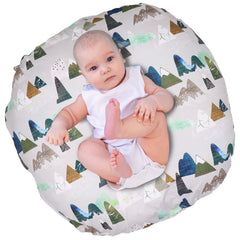 TANOFAR Mountains newborn lounger cover front view shows universal fit and soft fabric.