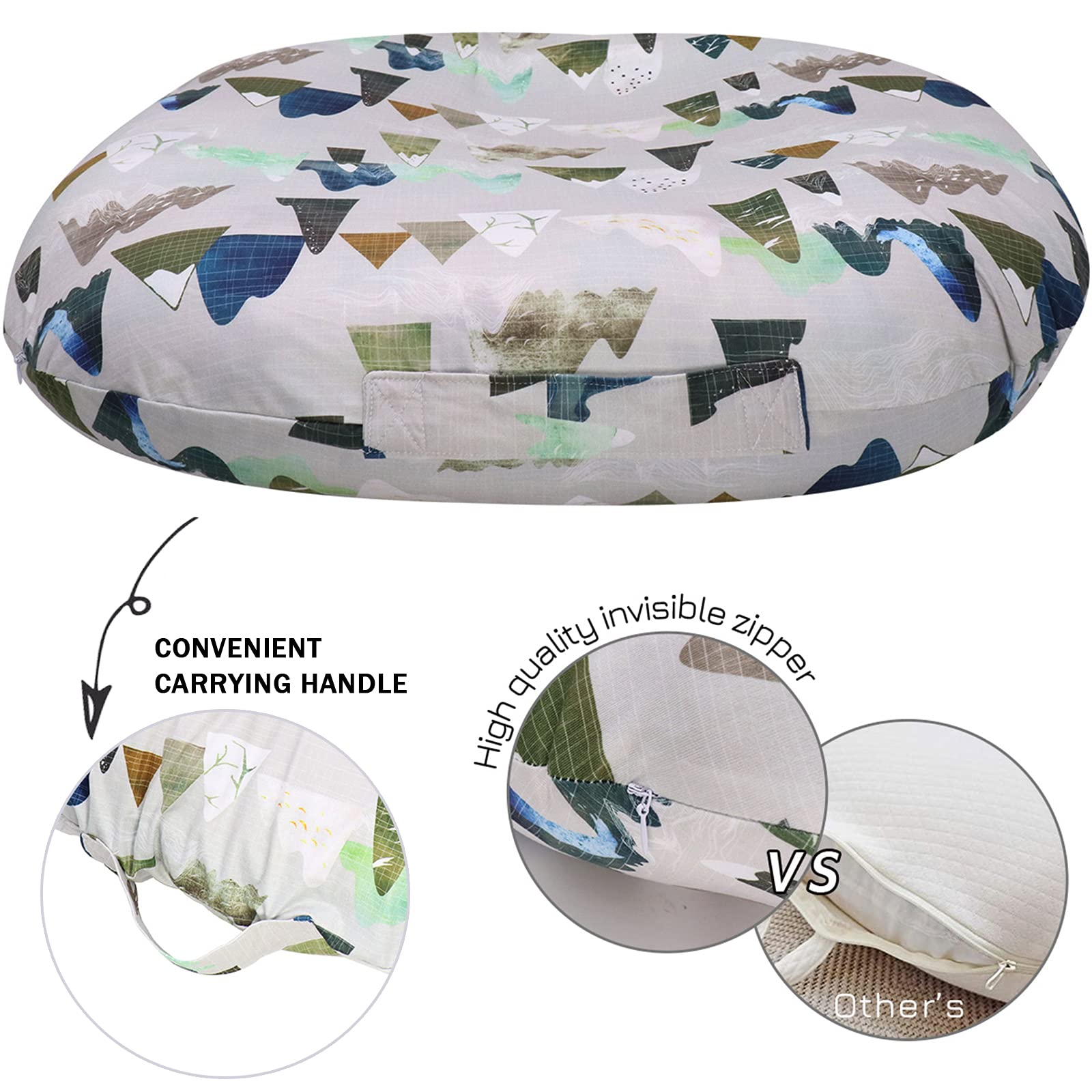 TANOFAR Mountains newborn lounger cover hidden zipper for safe, simple removal.