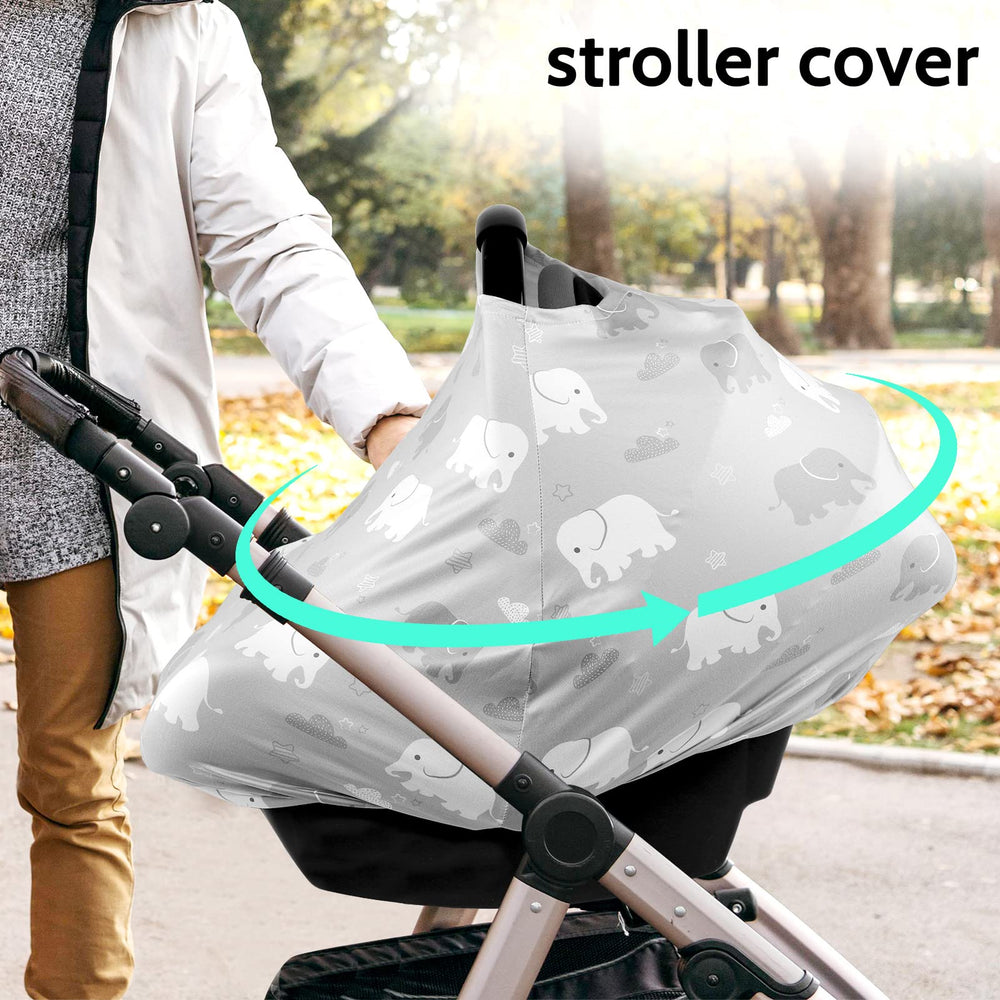 TANOFAR multiuse cover doubles as high chair and shopping cart shield.