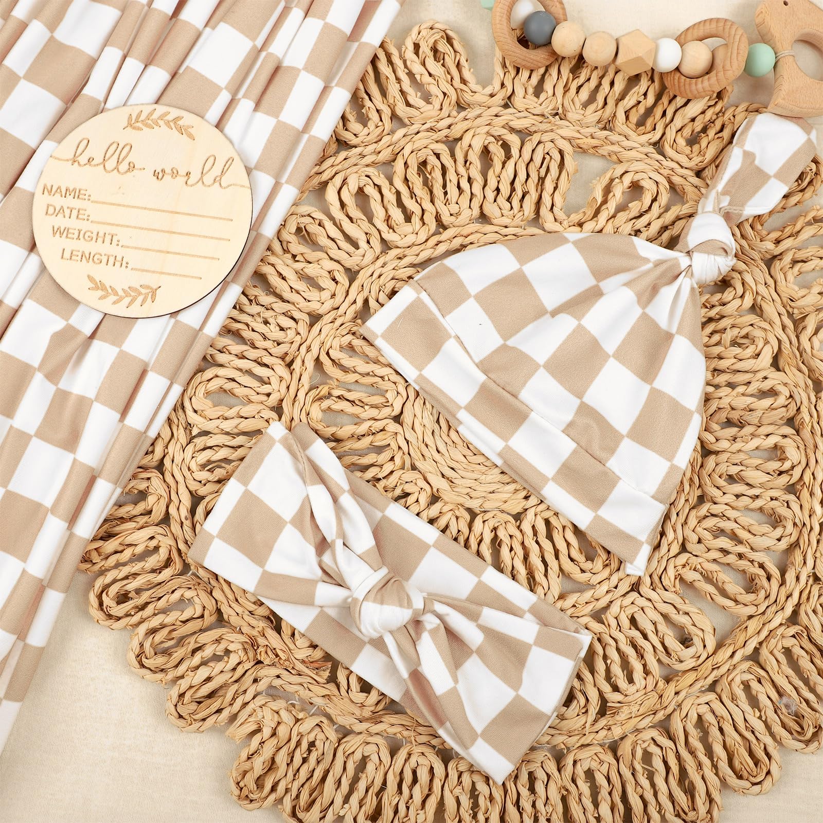 TANOFAR swaddle headband in light brown complements outfits with soft comfort.