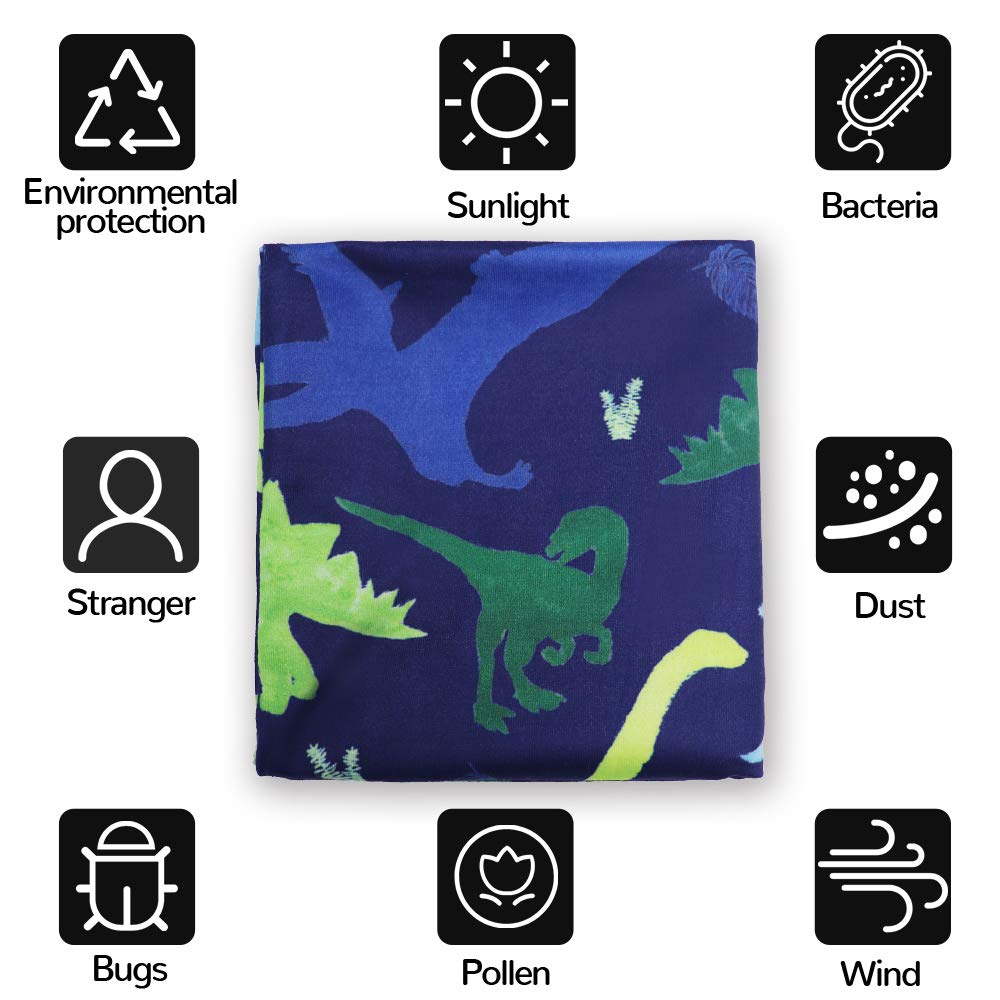 Tanofar nursing cover in dinosaur pattern enables discreet breastfeeding on the go.