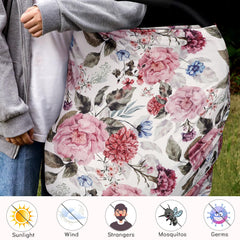 TANOFAR nursing cover peony stretchy fabric fits mom and baby comfortably.