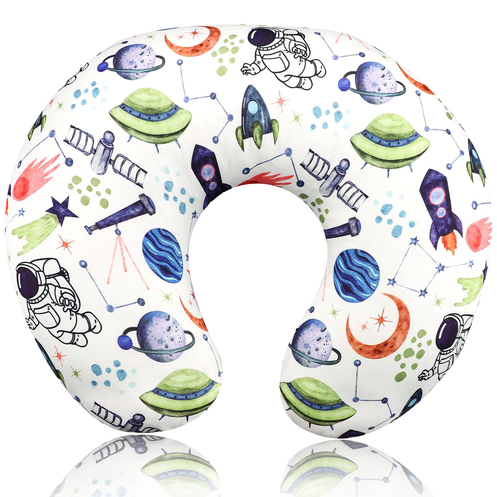 TANOFAR nursing pillow cover Space Shuttle print front view, cozy feeding moments.