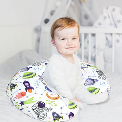TANOFAR nursing pillow cover Space Shuttle hidden zipper close-up for easy on/off and skin-friendly use.