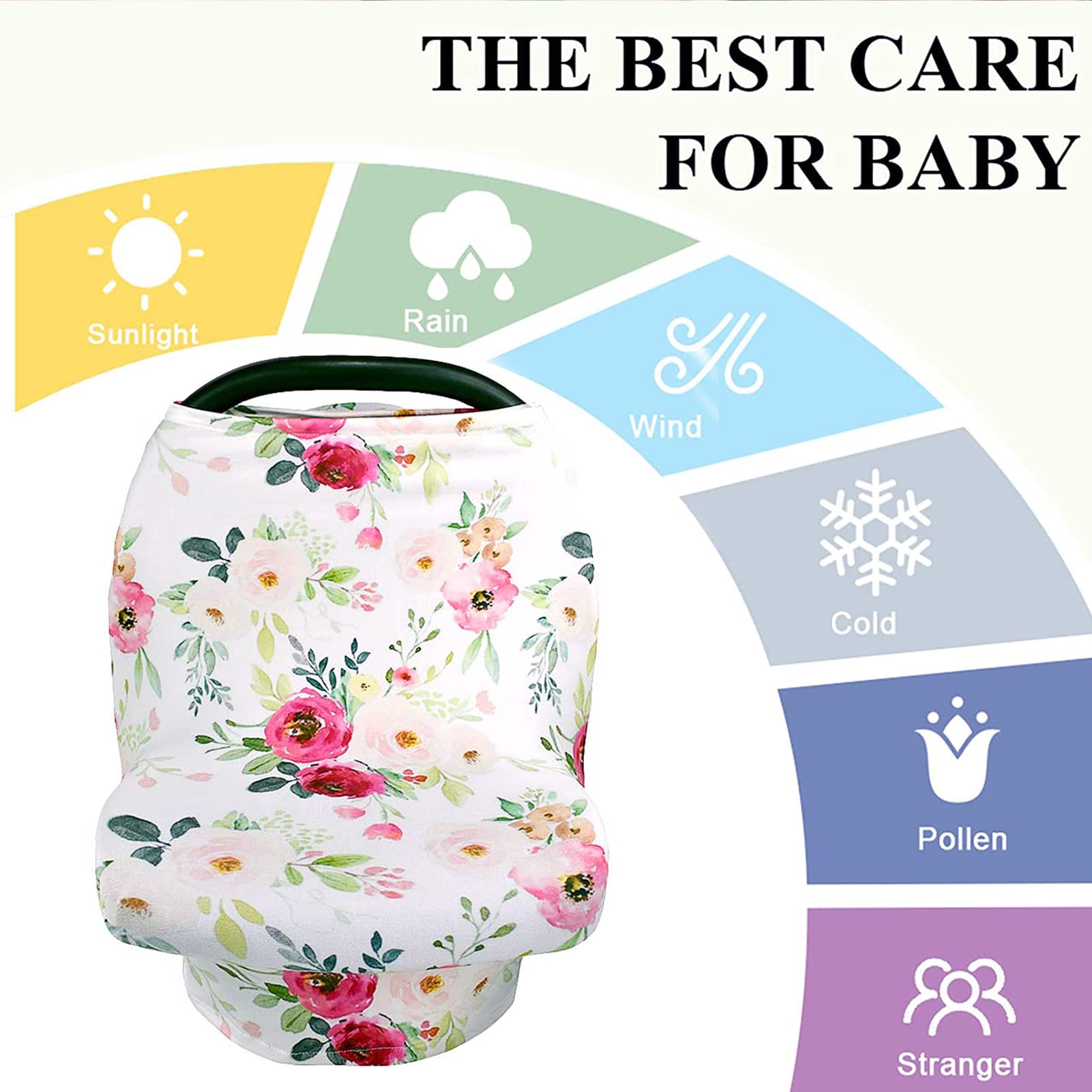 TANOFAR car seat canopy in use provides full coverage against sun and wind.