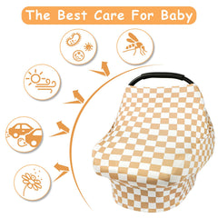 Tanofar multi-use cover on a stroller providing sun protection and privacy.