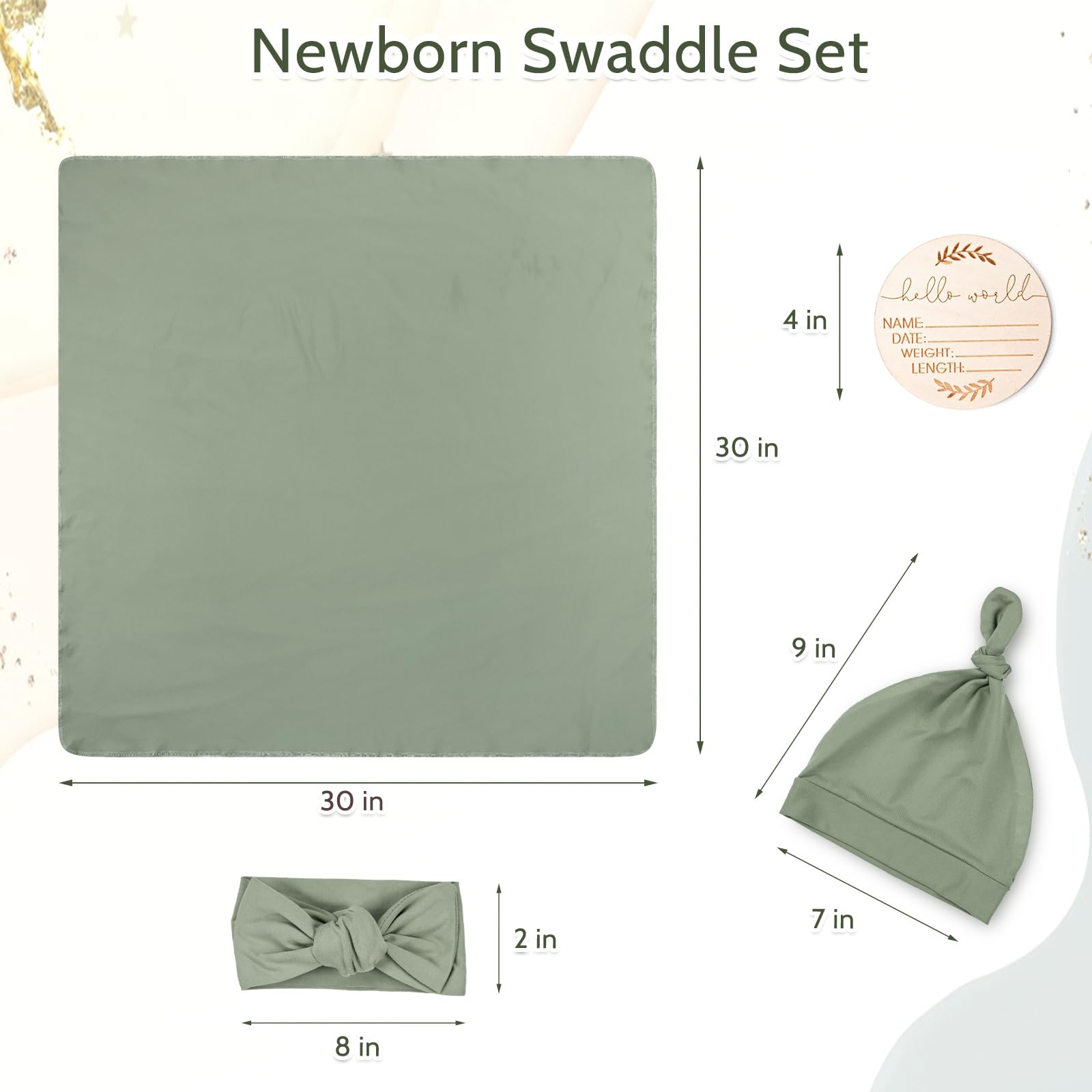TANOFAR swaddle green baby bow highlights gentle accessory for adorable newborn photo props