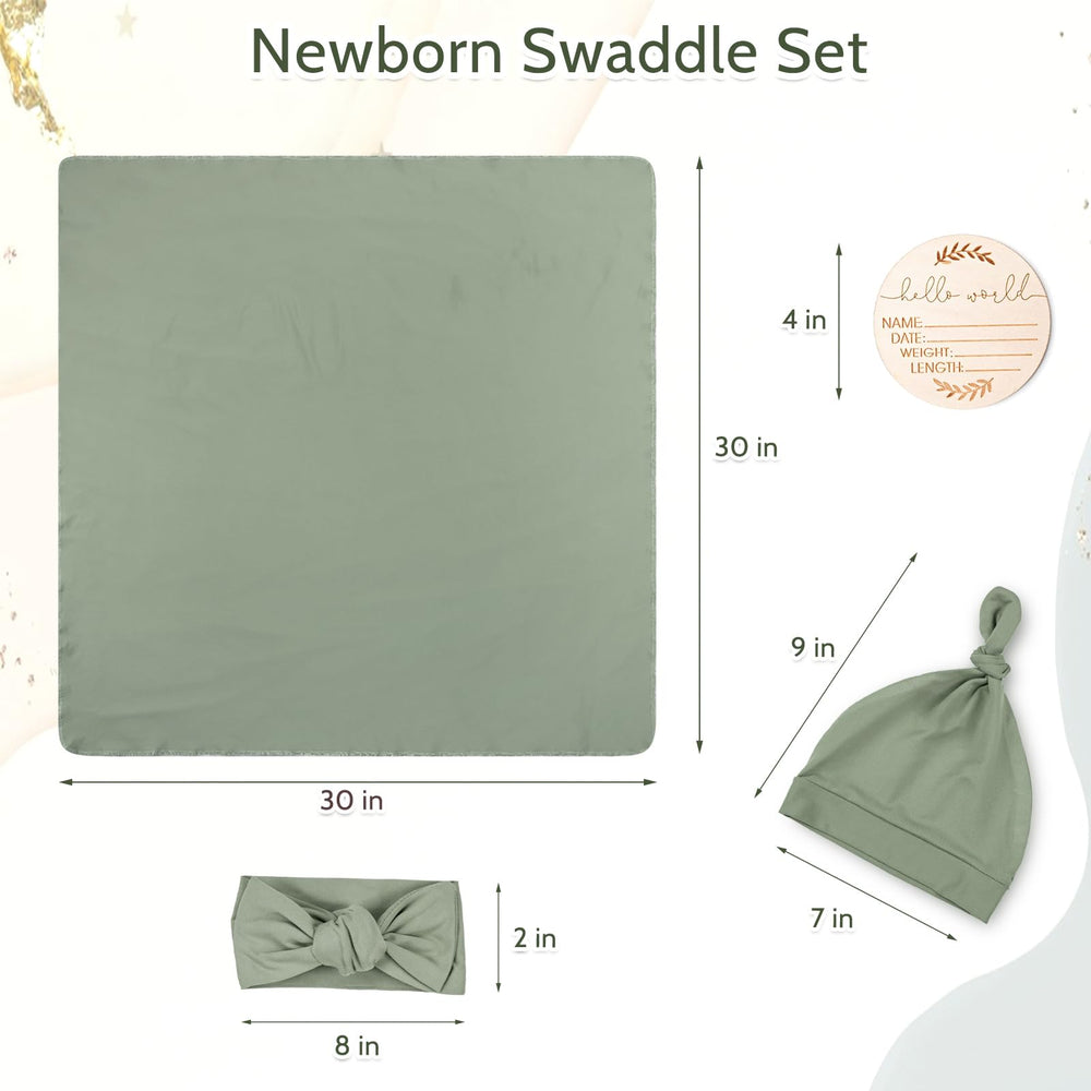 TANOFAR swaddle green baby bow highlights gentle accessory for adorable newborn photo props