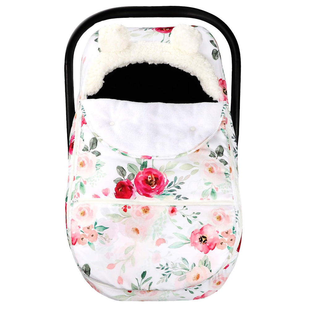 TANOFAR winter car seat cover flower closeup highlights warm, cozy protection during chilly car rides
