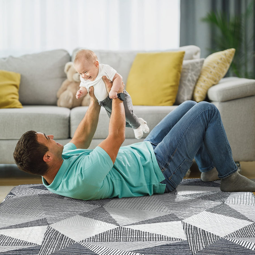 TANOSHII mat inside a playpen offering safe cushioned space.